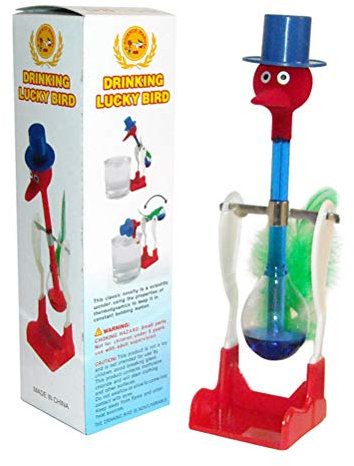 Mrisata Verre à Boire Liquide Non Stop, Oiseau Drôle de Canard, Jouet de Bureau à Eau, Jouets à Bâtons Oscillants (Bleu)