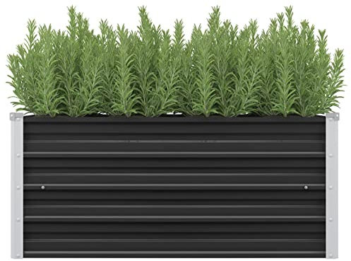 BaraSh Garten-Hochbeet Anthrazit 100 x 40 x 45 cm Verzinkter Stahl Zaun Sichtschutz Raised Garden Bed Kit