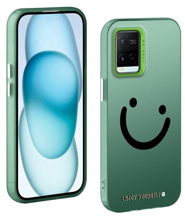 TAUYN Coque pour Vivo y21/y21s/y33s, PC Très Mince Antichoc Bumper Housse, Visage Souriant Modèle Conception Protection Etui, Vert