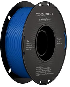 TINMORRY TPU Filament 1.75 mm, Flexible TPU Rolle Weiches 3D-Drucker Filament, 1kg Spule (2.2 lbs), 95A TPU Blau
