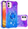 IMEIKONST Compatible with iPhone 12 Mini Glitter Gradient Case, Sparkle Quicksand Clear TPU Bumper Silicone Shell Metal Ring Stand Fuction Shockproof Cover for iPhone 12 Mini. Purple Blue JBZ