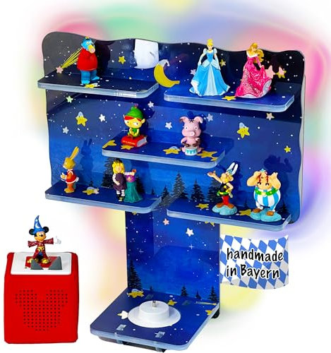 Smagnon Tonie Regal aus Acryl mit LED Beleuchtung - Passend für Toniebox oder Tonie Figuren für Jungs und Mädchen (Sternen Himmel)