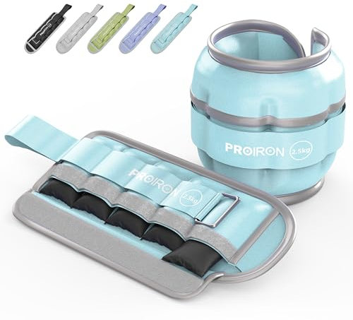 PROIRON Verstellbare Handgelenkgewichte 2 Set, mit 5 auslaufsicheren Sandsäcken (0,5 kg - 2,5 kg), langlebige armgewichte und beingewichte manschetten für Aerobic, Bodybuilding, Walking