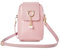 FuninCrea Sac à bandoulière en Pu avec fermeture à glissière et bouton pression pour femme sac pour téléphone portable avec pendentif en perle petit sac messager avec bretelles réglables (rose)