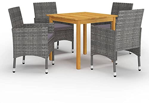 Sufrk 5-TLG. Garten-Essgruppe Sitzgarnitur Garten Wetterfest TerrassenmöBel BalkonmöBel Gartentisch Und StüHle Sitzgarnitur Garten Wetterfest Gartentisch Set Grau