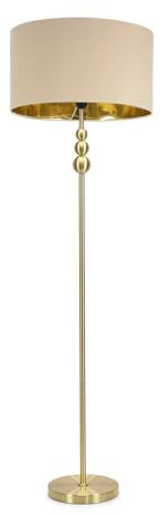 ValueLights | Gold Stacked Ball Single Stem Standing Floor Lamp with Beige/Gold Shade | Floor Lamps & Torchieres, Home Décor & Improvement Essential | Includes Bulb