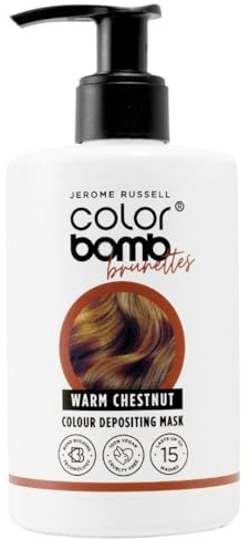 Jerome Russell WARM CHESTNUT Colour Bomb | Colour Depositing Hair Mask | Blonde Hair Mask | Nourishing, Semi-Permanent Colour & Shine Treatment | Vegan & Cruelty-Free | 300ml