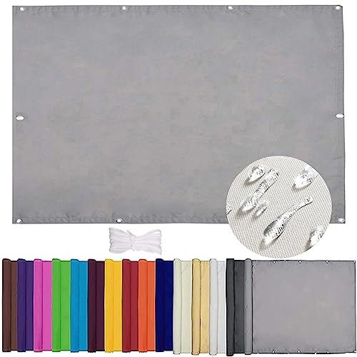 Toldo de vela rectangular impermeable de 5 x 6 pies, bloquea los rayos UV, resistente al viento, color gris claro, ideal para exteriores, jardín, patio y fiestas.