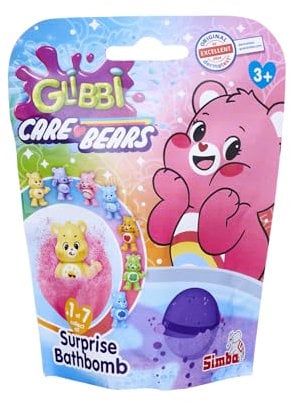 Glibbi Care Bears Surprise, Glücksbärchi Badebombe in 1 von 4 Farben, mit Überraschungsfigur, Sammelfigur, 100g, ab 3 Jahren
