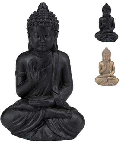 Murago - Buddha kleine Deko Figur ca. 11cm - Schwarz mini Skulptur Feng Shui Dekoration Buddhismus Yoga für Garten Spa Bereich Wellness Figuren Badezimmer Wohnzimmer aestetic