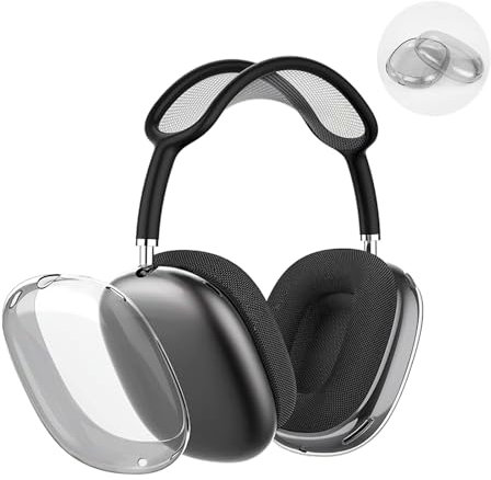 Yesimola Hülle Kompatibel mit AirPods Max (2024/2020) Kabellose Kopfhörer,Weiche TPU Case Transparent Schutzhülle Stoßfest Kratzfest Staubdicht, für AirPods Max(Schwarz