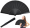 TSKDKIT Hand Fan Folding 2pcs Handheld Fabric Fans for Women Men, Black Manual Silk Fabric Folding Fans with Plastic Ribs, Hand Held Chinese Fan for Wedding Party and Home Decoration