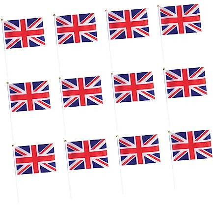 BESPORTBLE 12stücke Kleine Uk Handflaggen Wehende Flaggen England-flaggen Für Party Auto Klassenzimmer Parade Als Requisite Innen-außen-dekoration