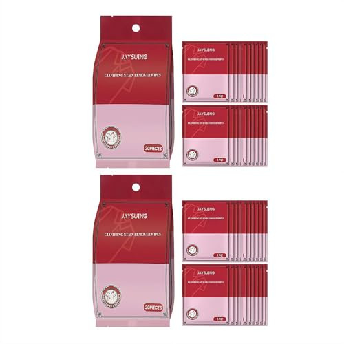 Stain Remover Wipes, Wrapped Cleaning Wipes for Clothes, Shoes & Bedding, Removes Tough Stains Like Coffee, Grease & Ink, Portable & Individually Wrapped for Travel & Home Use (2 Pcs)