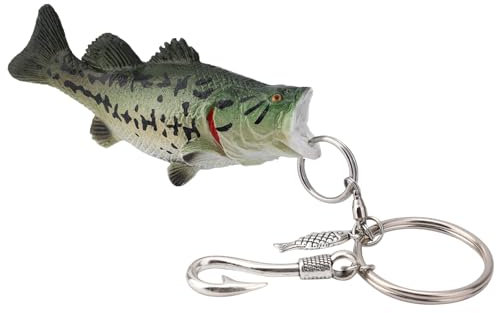 Mikovivi Fisch-Schlüsselanhänger, Angel Fisch Schlüsselanhänger Barsch Taschenanhänger in Fischform Cooles Angler-Geschenk für Männer Vatertag Geburtstag Angelbegeisterte Geschenk