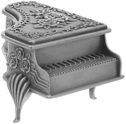 TOPPERFUN Vintage Schmuck Aufbewahrungsbox mit Piano Design Retro Schmuckschatulle für Ringe Ohrringe und Kleine Sammlerstücke Geschenkschachtel für Hochzeiten und Besondere Anlässe