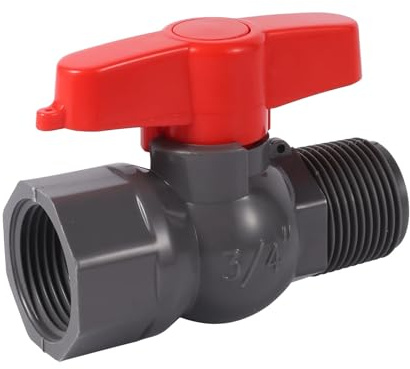 EKFBQBGW 1pcs 3/4 Inch 1 Inch Female Thread PVC Ball Valve Garden Irrigation Hose Connection Fittings Aquarium Switch Globe Controller(3I4 Female x Male)
