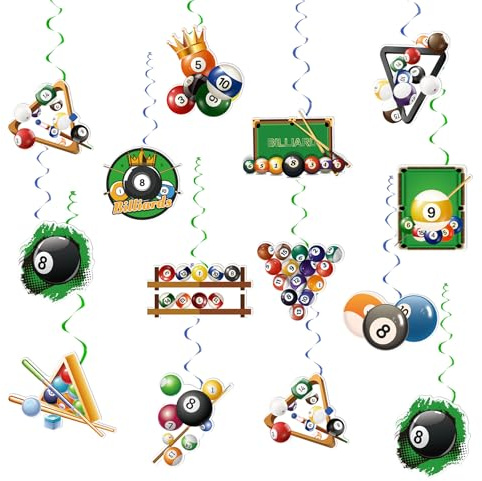 24 Stück Billard hängende Wirbel Billard Spiralen Decken Wirbel Dekorationen hängende Dekorationen für Billard Party Supplies Geburtstagsdekorationen