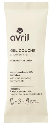 Avril Gel Douche en Poudre à Reconstituer Bio – Gel Douche Naturel Vegan, Certifié Cosmos Organic, Format Éco-Responsable (Douceur de Coton)