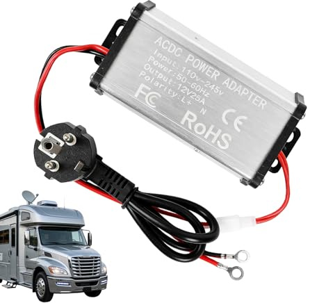 Nudorpn Trasformatore di corrente per riscaldamento ad aria, US 110 V su convertitore da 12 V, ingresso da 230 V, corrente alternata a corrente continua, adattatore di rete 25 A, con protezione di