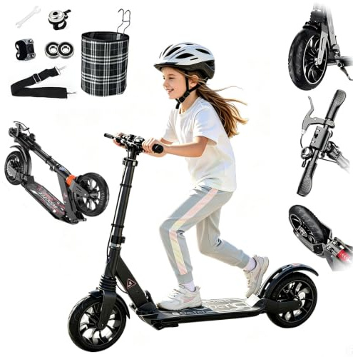 GHBXJX Cityroller Scooter 200mm PU Wheel, Doppel Federung, 8 Jahre | kinder Tretroller mit Federung - bis 150kg - klappbar und Höhenverstellbar roller luftreifen - für Erwachsene