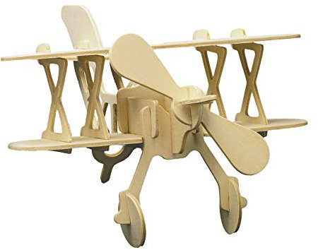 Pebaro 850/5 Holzbausatz Doppeldecker, 3D Puzzle Flugzeug, Modellbausatz, Basteln mit Holz, Holzpuzzle, vorgestanzte Holzplatte, ausbrechen, zusammenstecken, fertig, inkl Schmirgelpapier, Geschenkidee