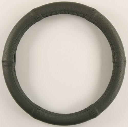 ZentimeX Lenkradbezug Lenkradhülle Lenkradschutz 35-36cm Leder grau perforiert