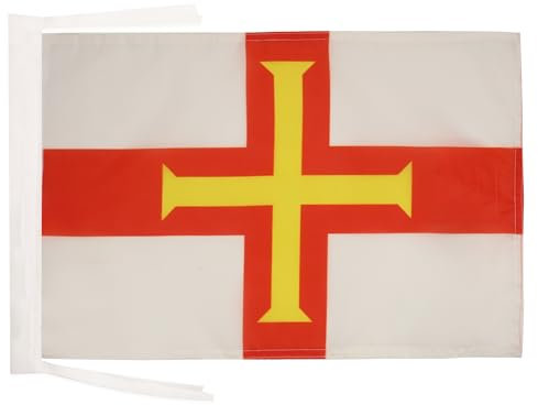 AZ FLAG - Drapeau Guernesey - 45x30 cm - Pavillon Anglais 100% Polyester Avec Deux Cordelettes - 20g