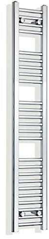 companyblue 300mm Wide Chrome Heated Towel Rail Radiator Flat Ladder for Stylish Bathroom (300 x 1400 mm)