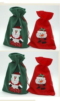 4X Weihnachts Geschenkbeutel aus Filz 18 x 28 cm Geschenk Nikolaus Beutel Sack Tasche Verpackung Säckchen Nikolaussack Geschenksack