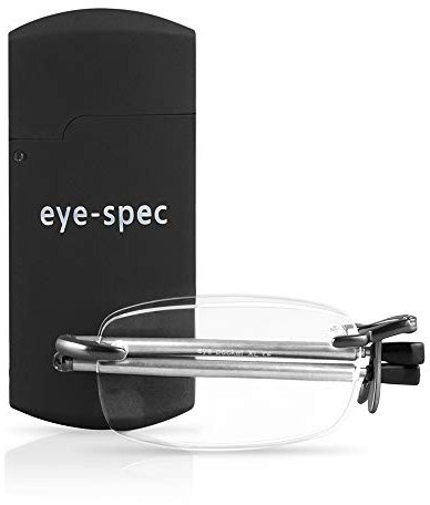 eye-spec Folding Reading Glasses with Black Pocket-Sized Case | Rimless Foldable Design for Men and Women - Available in 7 Colours, 9 Lens Strengths