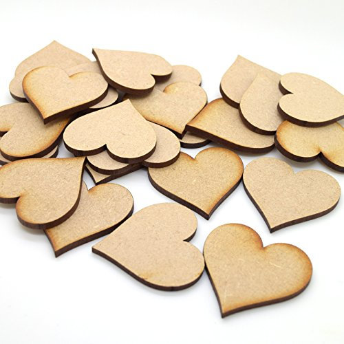 3cm MDF Hearts Wooden Cut Out Craft Shape, Embellishments (3cm / 30mm) - Pack of 25