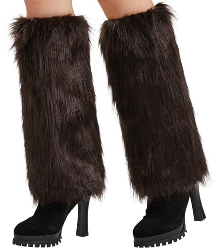 Nanxson Damen Stulpen Lange Furry Fuzzy Beinwärmer Strümpfe Winter Warm Beinlinge Stulpe TTW0034 (Koffee