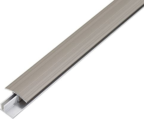 GAH-Alberts 492700 Übergangsprofil Duo, im Set, für Bodenbeläge mit einer Stärke von 6-15 mm, SB-verpackt, Trägerprofil Material: Aluminium, Trägerprofil: blank, Deckprofil: edelstahlfarbig eloxiert