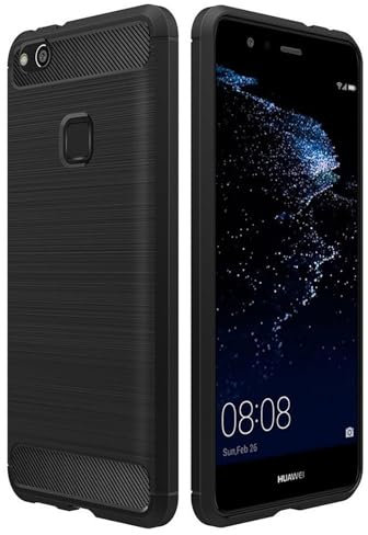 CoolGadget Premium Carbon Handyhülle TPU für Huawei P10 Lite, stoßfest, Kratzfest, rutschfest, Anti-Fingerprint, schwarz