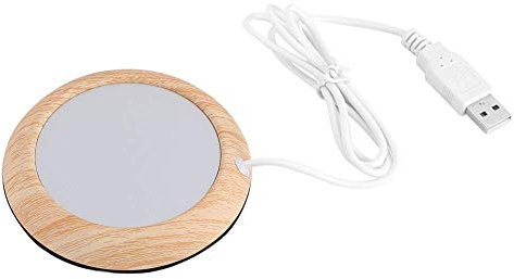 USB Wood Grain Cup Warmer Heat Beverage Mug Mat Office Tea Coffee Heater Pad for Office Home(Bright Wooden Grain)