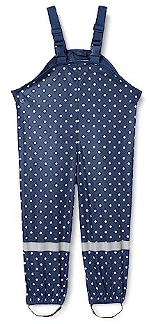 Playshoes Matschhose Regenlatzhose Ungefüttert Unisex Kinder Wind- und wasserdichte Regenhose Regenbekleidung, marine Punkte, 80