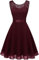 Berylove Mujer Vestido Corto de cóctel Top Falda de Encaje Columpio de Gasa para Boda de Bola BLP7005Burgundy L