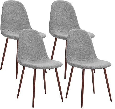 CangLong Juego de 4 Comedor, Sillas de Cocina Modernas con Patas de Metal y Respaldo Ergonómico, Color Tela Gris, Tejido, Espuma, Unidades