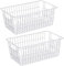 SANNO Drahtkorb Aufbewahrungskorb 24cm x 40cm 2er Set, Kühlschrank Organizer Allzweckkorb Brotkorb aus Eisen mit PE-Beschichtung, Weiss, mit eingebautem Griff