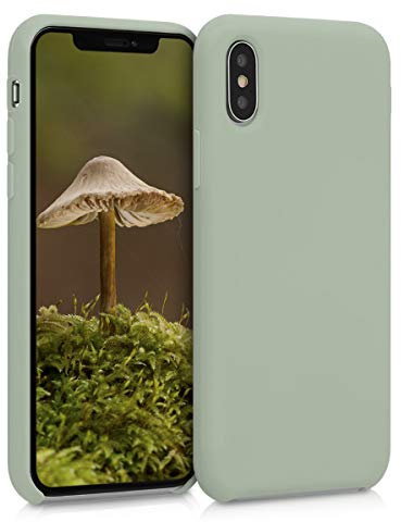 kwmobile Case Compatible with Apple iPhone XS Case - TPU Silicone Phone Cover with Soft Finish - Gray Green