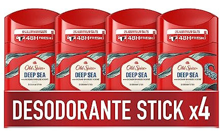 Old Spice Deep Sea Desodorante En Barra Para Hombres 4x50ml, Fresco 24 Horas, Todos Los Días Con Uso Diario, Perfume Duradero, Fragancia Excepcional, Protección Contra El Mal Olor