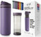Recharge tasse thermo café à emporter, le couteau suisse sous flacons thermos avec filtre à café et à thé amovible, matériau haut de gamme durable, étanche, violet 0.46L