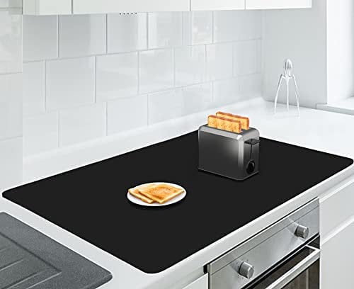 AECHY Silicone Mats for Worktops 90x60x0.2cm, Heat Resistant Mat Waterproof Kitchen Worktop Protector, Extra Large Silicone mat, Nonstick Craft Mat Kitchen Table Placemats for Countertop, Black