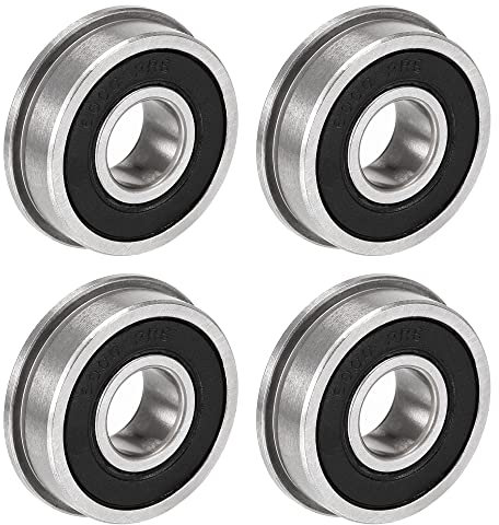 sourcing map F6000-2RS Kugellager mit Flansch, 10 x 26 x 8 mm, doppelt abgedichtete Chromstahl-Kugellager, 4 Stück