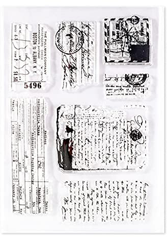 FOLODA silikonstempel, Retro Multi Element Scrapbooking Klare Stempel Eleganter Rahmen Schmetterling Blumen Blätter Buchstaben Klare Stempel für Karte DIY