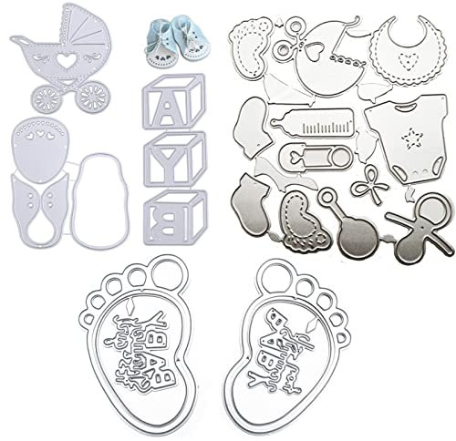 Canzoon Stanzschablonen Baby 2022 Neu 3Pcs Silber Prägeschablone Stanzmaschine Stanzschablone Weihnachten Für DIY Scrapbooking Baby Zubehör Stanzschablone Stanzschablonen Prägeschablonen
