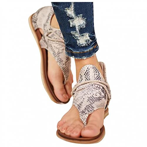 Gladiator Sandalen Damen mit Reißverschluss Hinten Flach Sandaletten Zehentrenner Damen Bequem Trekkingsandalen Sommerschuhe Römersandalen Sommersandalen Outdoorsandalen Frauen Strand Schuhe Sandals