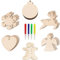36Psc de Bolas de Navidad de Madera Colgante con Cuerda de Yute y Marcador, DIY Navidad Deco de Madera para Pintar, 6 de Navidad Patrón de Madera Ornamento Kit
