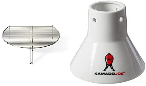 Kamado Joe KJ SCS Stainless Steel Classic Grill Expander & KJ-CS Ceramic Chicken Cooking Stand